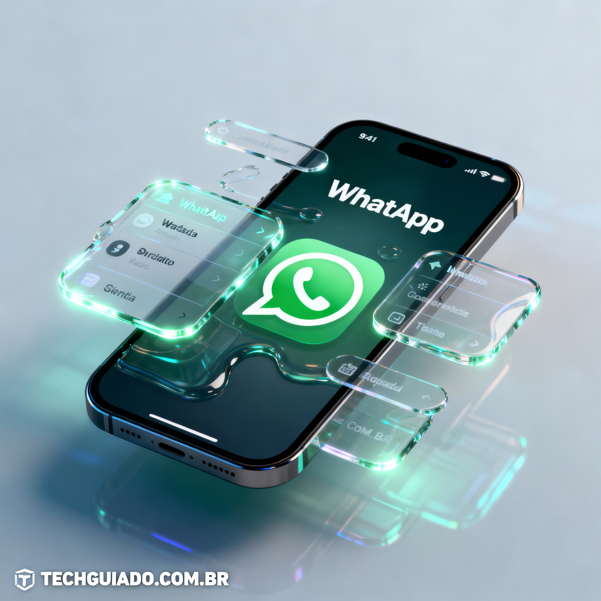 WhatsApp Liquid Glass iOS 26 nova interface translúcida - TechGuiado