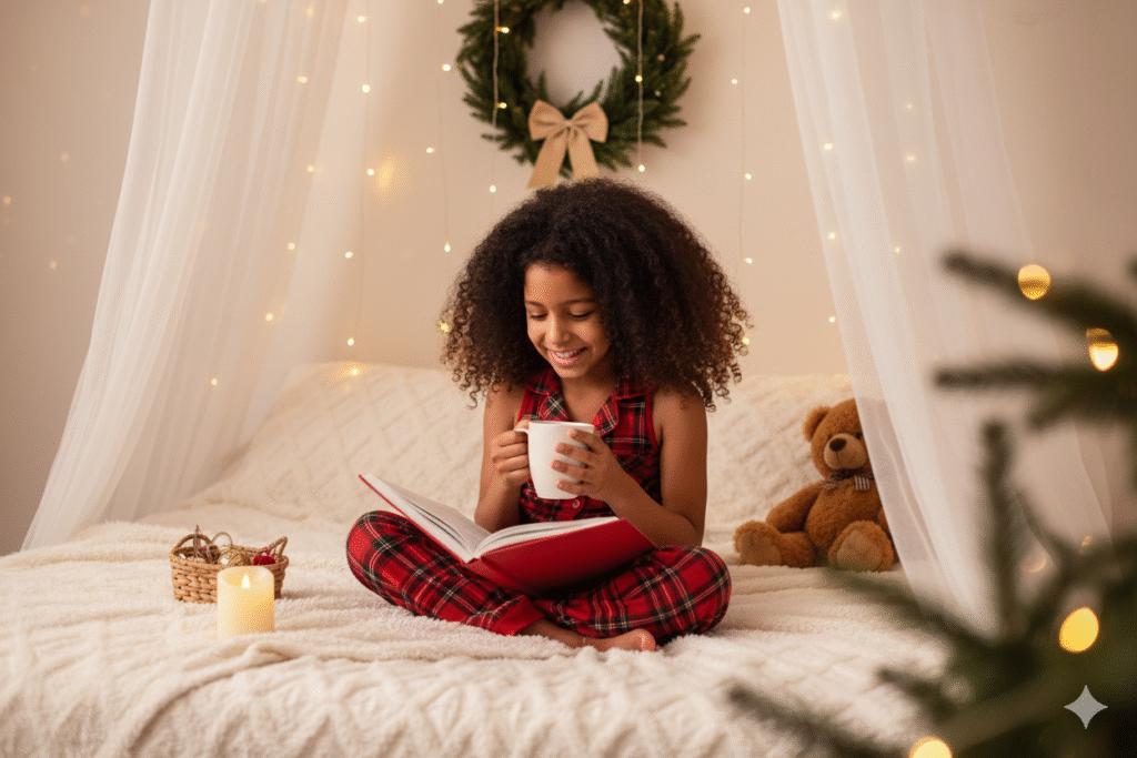 prompt-natal-crianca-infantil-sentada-cama-presentes_arvore-techguiado-1024x683 Prompt Natal Criança: 8 Prompts Encantadores para Fotos Infantis com Tema Natalino