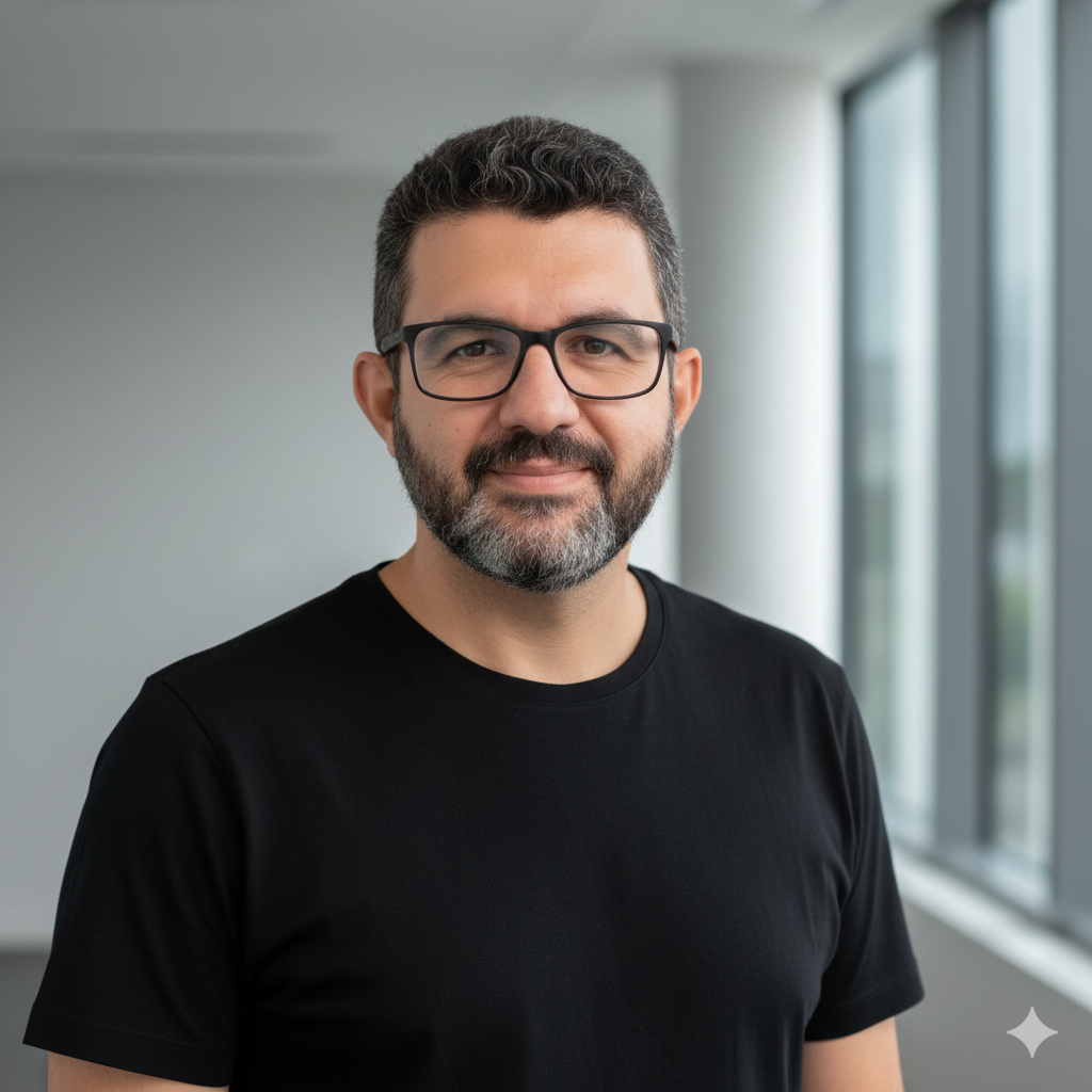 prompt_foto_profissional_masculinostartup-camiseta_preta-empreendedor-close-up_linkedin_techguiado 10 Prompts para Foto de Perfil LinkedIn IA: Crie sua Imagem Profissional Grátis