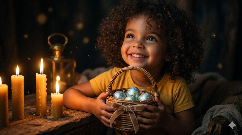 prompt-foto-pascoa-crianca-ovos-chocolate-techguiado-1024x572 Prompt Fotos Páscoa com Criança: Como Criar Imagens Encantadoras com IA