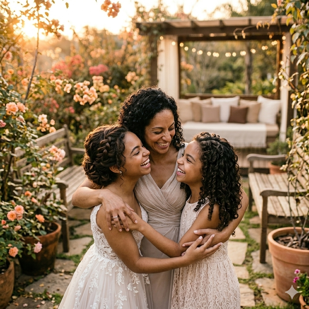 prompts-ia-gemini-dia-das-maes-jardim-filhas-techguiado 10+ Prompts IA Dia das Mães 2026 para Criar Fotos Emocionantes com Sua Mãe