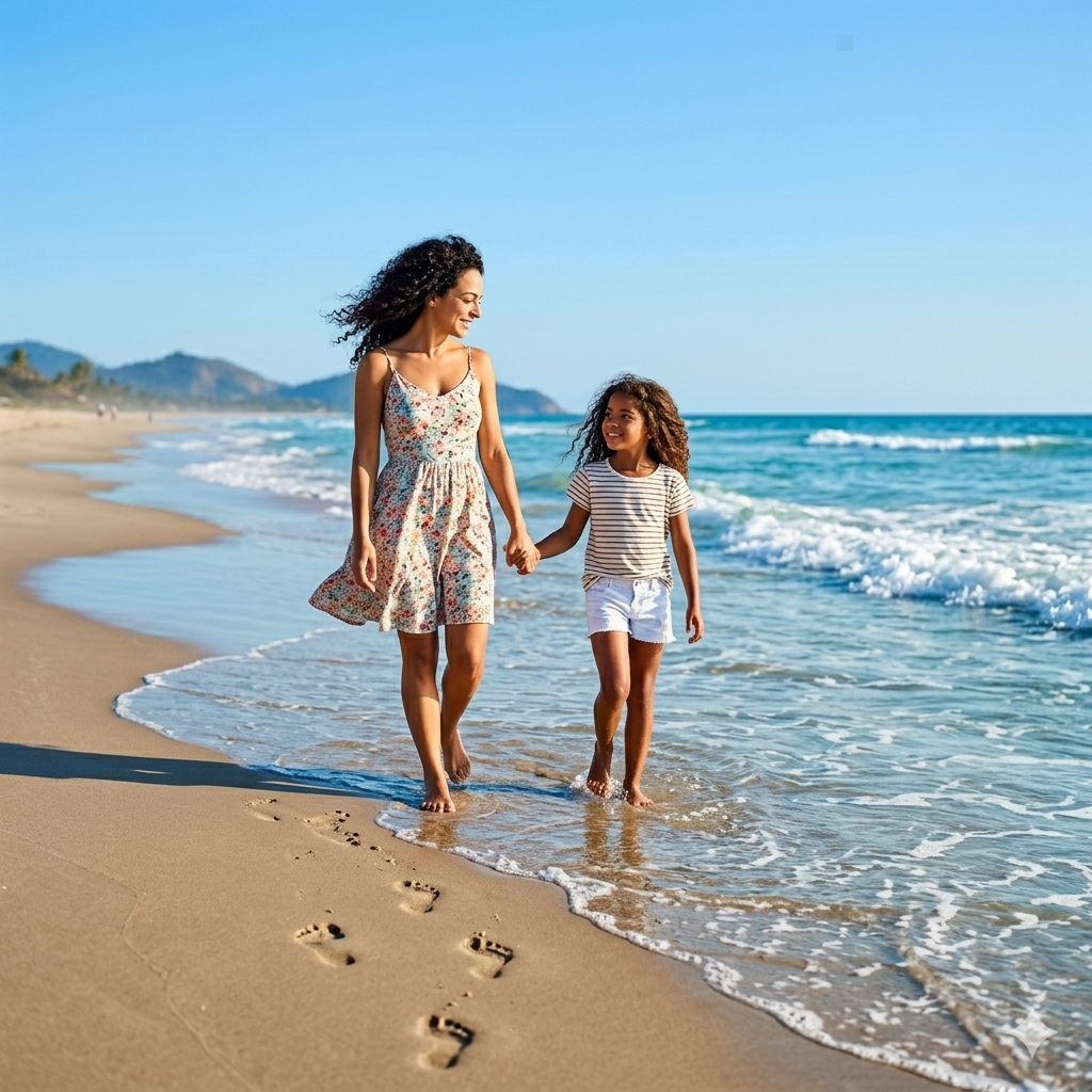 prompts-ia-gemini-dia-das-maes-praia-techguiado 10+ Prompts IA Dia das Mães 2026 para Criar Fotos Emocionantes com Sua Mãe